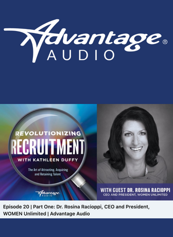 Graphic created to represent the podcast with WUI CEO, Rosina Racioppi on Revolutionizing Recruitment.